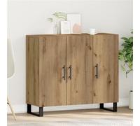 vidaXL – Bahut contemporain – Bois massif – 3 portes – Accents métal noir