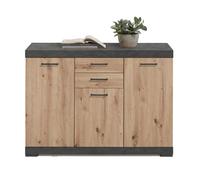 Buffet avec 3 Portes et 2 Tiroirs L120cm - Bristol - Chêne artisan - 120 cm X 49,9 cm X 89,9 cm - CaliCosy Chêne Artisan