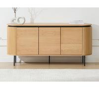 Buffet avec 3 portes placage chêne et métal - Naturel clair et Noir - CARDIONA