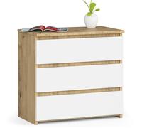Buffet avec 3 Tiroirs Chêne Artisan/Blanc - Commode Style Contemporain - 60 x 35 x 57 cm
