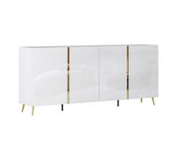 Buffet avec 4 portes - 200 cm - Blanc brillant et Doré - MARZIALO