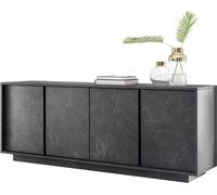 Buffet avec 4 portes, collection COLOMARMO, en finition marbre noir, idéal pour votre salon ou salle à manger.