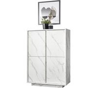 Buffet avec 4 portes, collection COLOMARMO, en marbre blanc, idéal pour votre salon ou votre salle à manger.