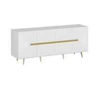 Buffet avec 4 portes en MDF - Blanc et doré - MOLYA de