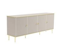 Buffet avec 4 portes en MDF et acier - Beige et doré - SINEAD de