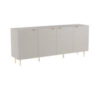 Buffet avec 4 portes en MDF et acier - Beige et Doré - YESINIA