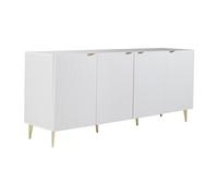 Buffet avec 4 portes en MDF et acier - Blanc et doré - YESINIA