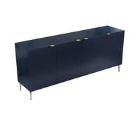 Buffet avec 4 portes en MDF et acier - Bleu et doré - YESINIA