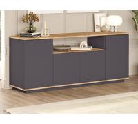 Buffet avec 4 portes et 1 étagère - Anthracite et naturel - LOTULA
