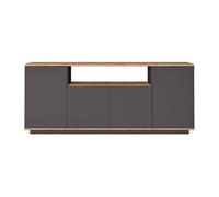 Buffet avec 4 portes et 1 étagère - Anthracite et naturel - LOTULA