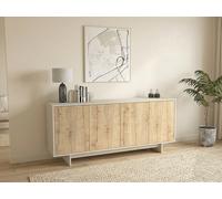 Buffet avec 4 portes - Naturel clair et Beige - ZEFYNA
