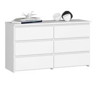 Buffet avec 6 Tiroirs Blanc - Commode Style Contemporain - 100 x 35 x 57 cm
