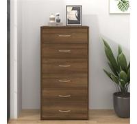 Vidaxl Buffet Avec 6 Tiroirs Chêne Brun 50x34x96 Cm Bois D'ingénierie Marron