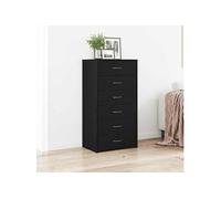 Buffet avec 6 Tiroirs Armoire de Rangement Salon Noir Bois d’Ingénierie vidaXL