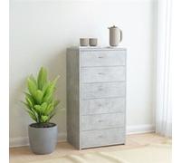 Buffet avec 6 tiroirs Gris béton 50x34x96 cm Bois d ingénierie Gris béton G