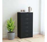 vidaXL Buffet 6 tiroirs Noir 50x34x96 cm Aggloméré