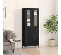 vidaXL Buffet avec armoire murale en chêne noir en bois aggloméré