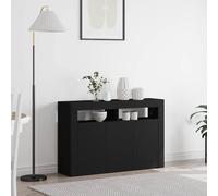 vidaXL Buffet moderne rectangulaire Bois d'ingénierie 116 x 30 x 75 cm avec LED Noir