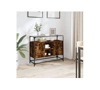 vidaXL Buffet avec dessus en verre – chêne fumé, bois d'ingénierie, marron