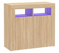Buffet avec éclairage en chêne Sonoma 80 x 35 x 75 cm - Ensemble d'armoire de salon moderne en bois - Espace de rangement avec éclairage élégant pour salon et couloir