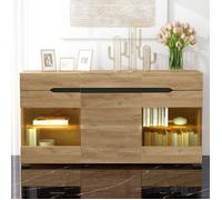 Buffet avec éclairage LED, Buffet Salle a Manger avec 3 Portes 3 Tiroirs, Meuble Cuisine Moderne avec Beaucoup d'espace de