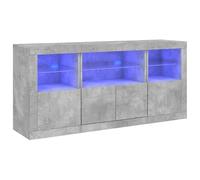Buffet avec éclairage - Meuble de salon moderne en bois et verre - Buffet gris - 142,5 x 37 x 67 cm - Meuble de rangement élégant avec lumières