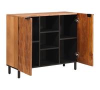Buffet avec étagère - Surface marron acacia - 90 x 33 x 75 cm | En bois massif de mangue, portes avec charnières, poignées de tasse, pour salle à manger et salon