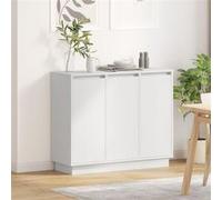 vidaXL Buffet LED avec étagère 90 x 32 x 75 cm Blanc, Bois d'ingénierie, rangement ample