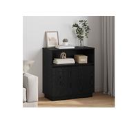 vidaXL Buffet rectangulaire Chêne noir – Éclairage LED, porte coulissante, étagères réglables