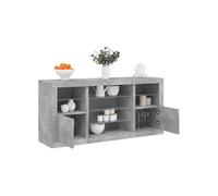 Vidaxl Buffet Avec Lumières Led Gris Béton 142,5x37x67 Cm Multicolore