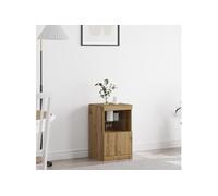 vidaXL Buffet LED Chêne artisanal 41 x 37 x 67 cm Bois d'ingénierie, étagère en verre