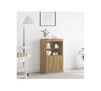vidaXL Buffet Chêne Artisan avec lumières LED 60 x 37 x 100 cm