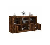 Vidaxl Buffet Avec Lumières Led Chêne Fumé 123x37x67 Cm