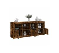 Vidaxl Buffet Avec Lumières Led Chêne Fumé 164x37x67 Cm