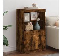 vidaXL Buffet moderne avec lumières LED – Armoire latérale de rangement, chêne fumé