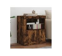 Vidaxl Buffet Avec Lumières Led Chêne Fumé 60,5x37x67 Cm Multicolore