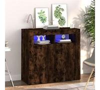Buffet avec lumières LED chêne fumé 80x35x75 cm Chêne fumé G