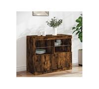 vidaXL Buffet avec Lumières LED, Armoire Latérale de Rangement, Organisateur de Salon Salle de Séjour Maison Intérieur, Moderne, Chêne Fumé