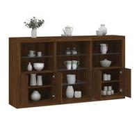 Vidaxl Buffet Avec Lumières Led Chêne Marron 181,5x37x100 Cm Multicolore