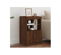 vidaXL Buffet avec Lumières LED, Armoire Latérale de Rangement, Organisateur de Salon Salle de Séjour Maison Intérieur, Moderne, Chêne Marron