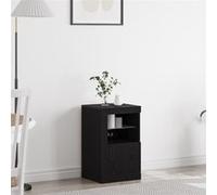 vidaXL Buffet LED Chêne Noir – 41 x 37 x 67 cm – Bois d'ingénierie, étagère en verre