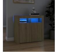 Buffet avec lumières LED Chêne sonoma 80x35x75 cm - AKOZON - Buffet bas - Bois - Panneaux de particules - Marron