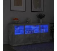 Buffet avec lumières LED gris béton 142,5x37x67 cm Gris G