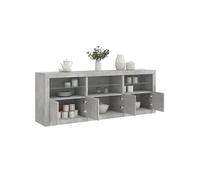 vidaXL Buffet – Armoire avec porte, lumières LED, meuble de rangement moderne, Gris Béton