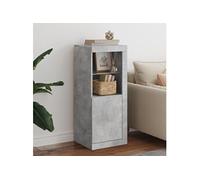 vidaXL Buffet armoire latérale de rangement LED 41x37x100 cm Moderne Gris béton