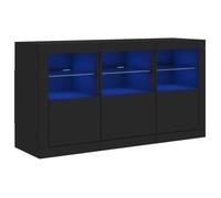 Buffet avec lumières LED noir 123x37x67 cm - Meuble de salon - Contemporain - Design - 2 portes - Buffet bas
