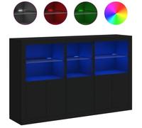 Buffet avec lumières LED noir 162x37x100 cm - Meuble de salon - Contemporain - Design - Buffet bas