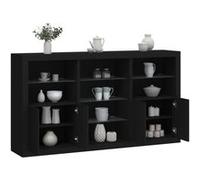 Vidaxl Buffet Avec Lumières Led Noir 181,5x37x100 Cm Multicolore