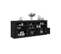 vidaXL Buffet avec Lumières LED, Armoire avec Porte, Meuble de Rangement, Organisateur de Salon Salle de Séjour Maison, Moderne, Noir Noir
