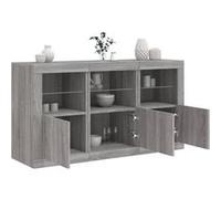 vidaXL Buffet Sonoma avec lumières LED 123x37x67 cm Gris